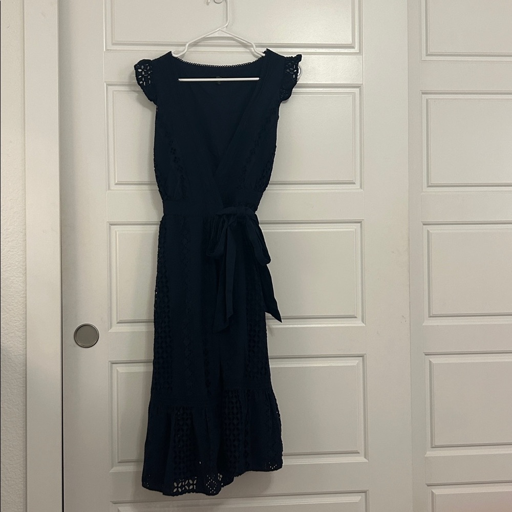 J. Crew Navy Lace Midi Dress